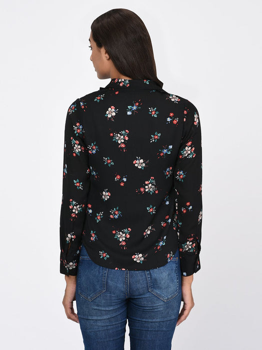 Floral Print Double Collar Shirt for Women