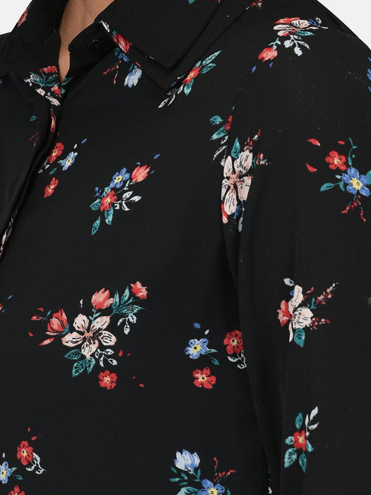 Floral Print Double Collar Shirt for Women