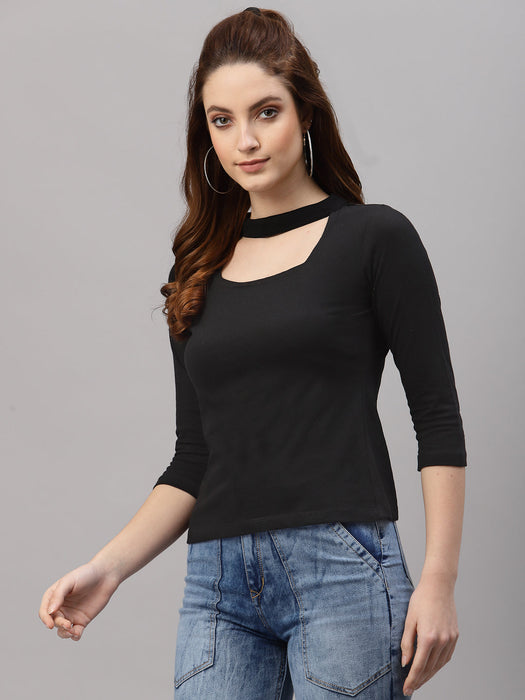 Black Choker Neck Top