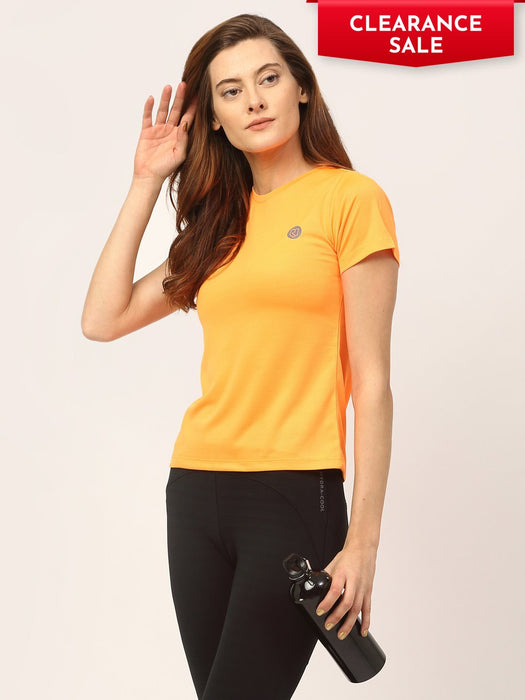 Orange Round Neck Active Wear T-Shirt