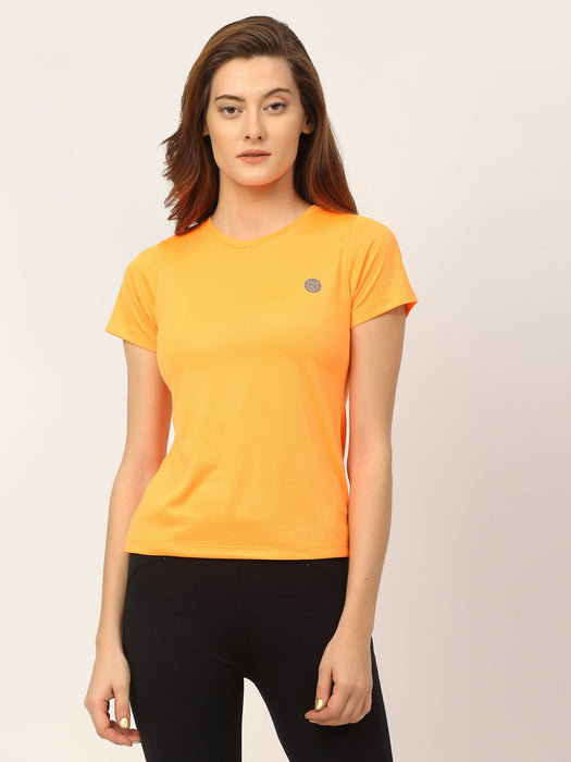 Orange Round Neck Active Wear T-Shirt