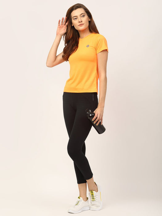 Orange Round Neck Active Wear T-Shirt