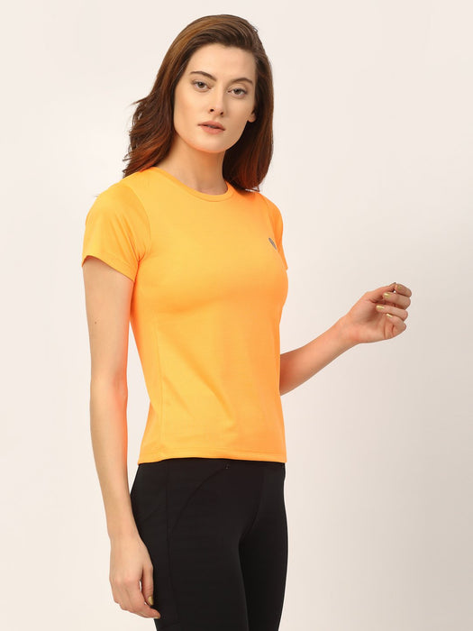 Orange Round Neck Active Wear T-Shirt