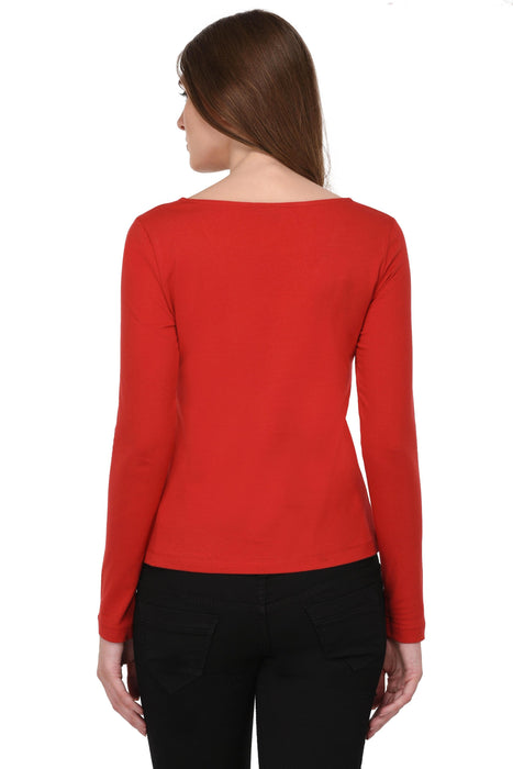 Red Cage Neck Top