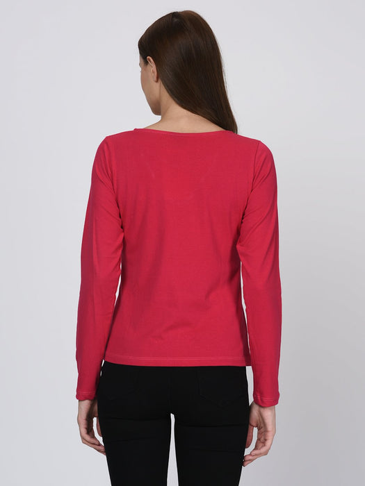 Pink Cross Neck Detail Top for Women