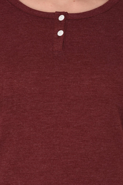 Maroon Striped Sleeves Henley Neck Tshirt