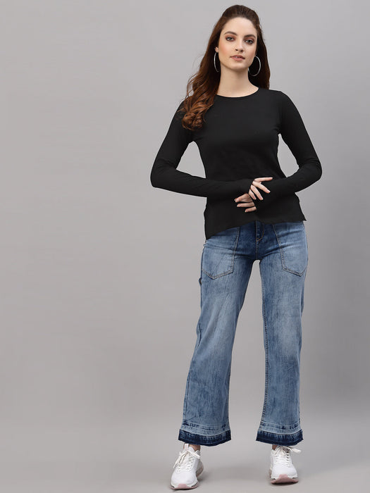 Black Full Sleeves  Thumbhole Top