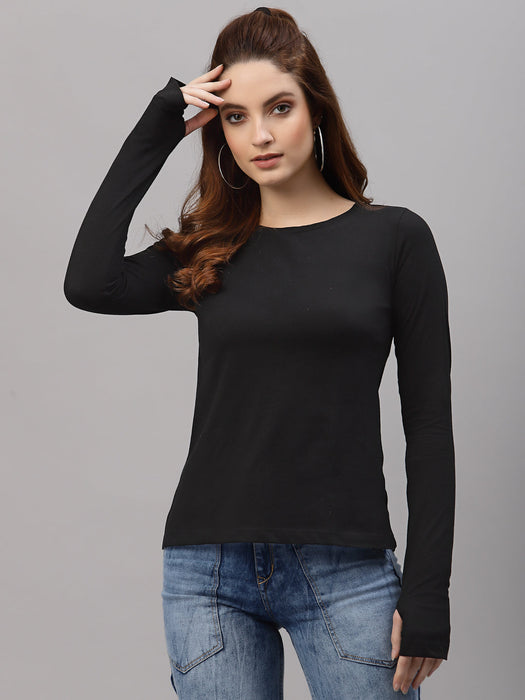 Black Full Sleeves  Thumbhole Top