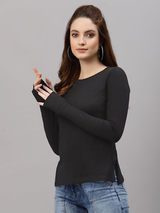 Black Full Sleeves  Thumbhole Top