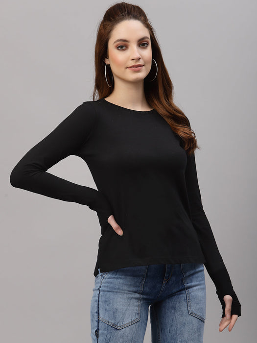 Black Full Sleeves  Thumbhole Top