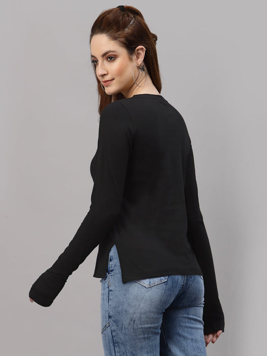 Black Full Sleeves  Thumbhole Top