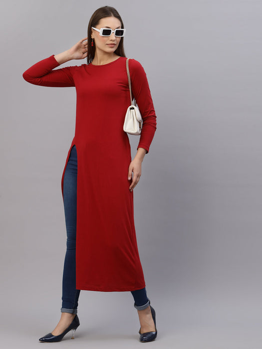 Maroon Front Slit Maxi Top