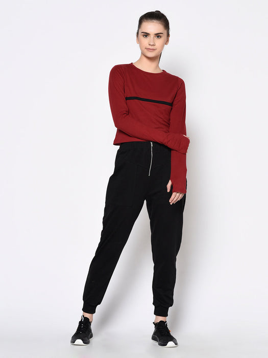 Thumbhole Round Neck Crop Top