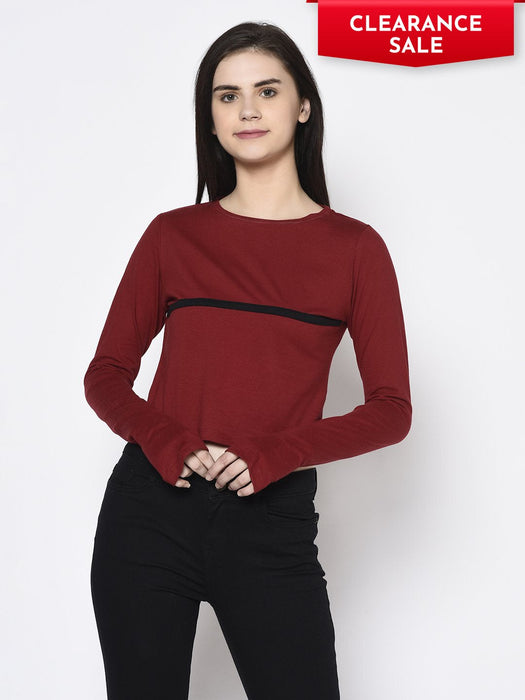 Thumbhole Round Neck Crop Top