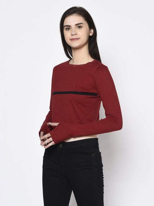 Thumbhole Round Neck Crop Top