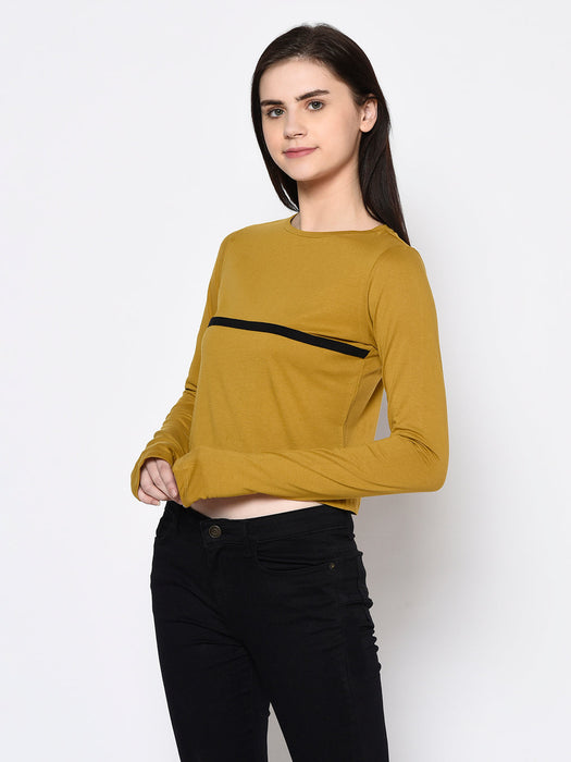 Thumbhole Round Neck Crop Top