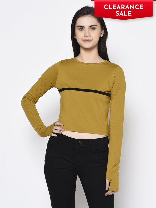 Thumbhole Round Neck Crop Top