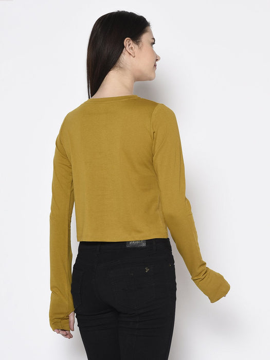 Thumbhole Round Neck Crop Top