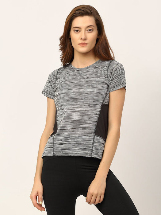 Grey Cut & Sew Half Sleeve Active Wear T-Shirt