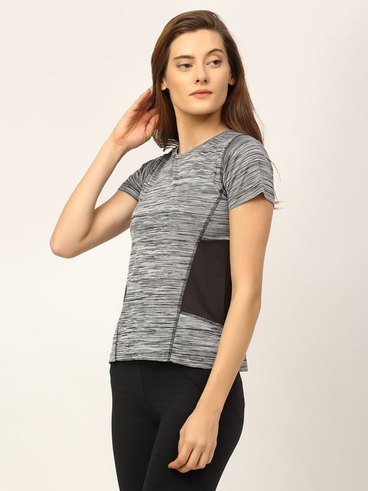 Grey Cut & Sew Half Sleeve Active Wear T-Shirt