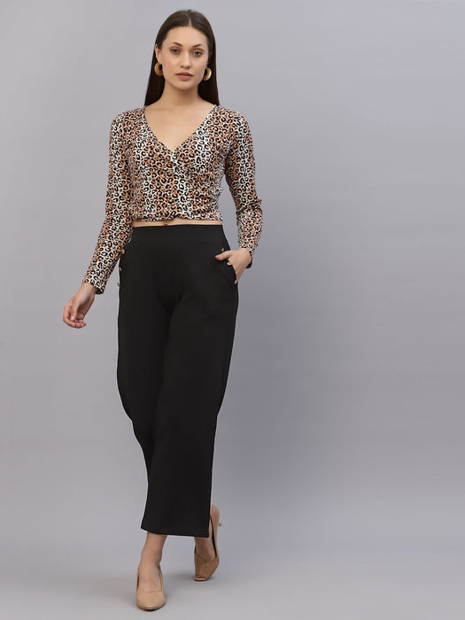 Animal Print Wrap Crop Top