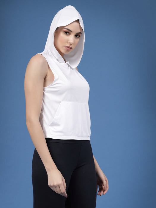 Solid Sleeveless Round Neck Slim Fit Women Active Wear Crop Top