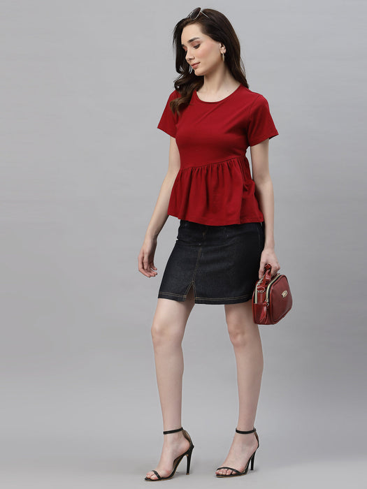 Maroon Peplum Top