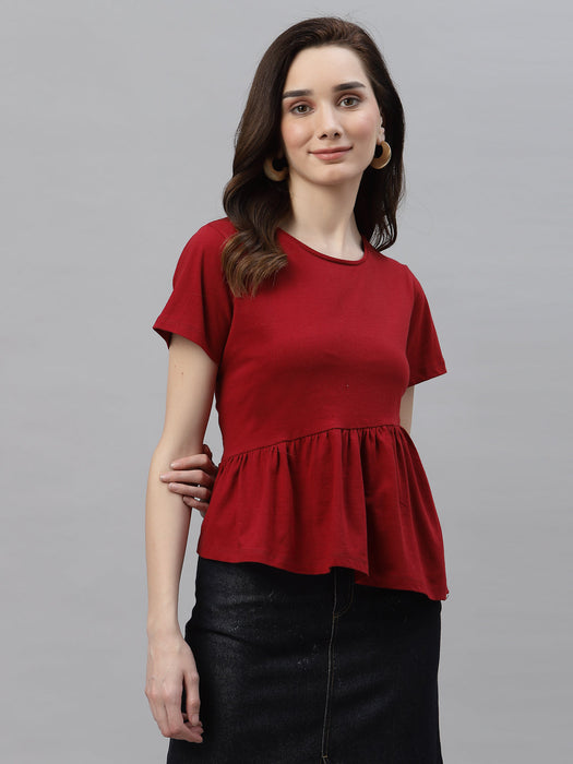 Maroon Peplum Top