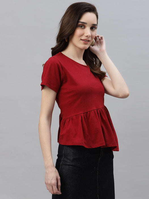 Maroon Peplum Top