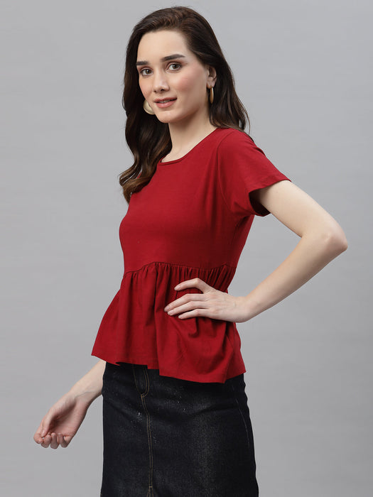 Maroon Peplum Top