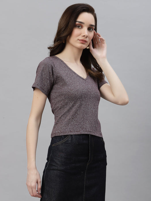 Maroon Women Textured Back Detail Top