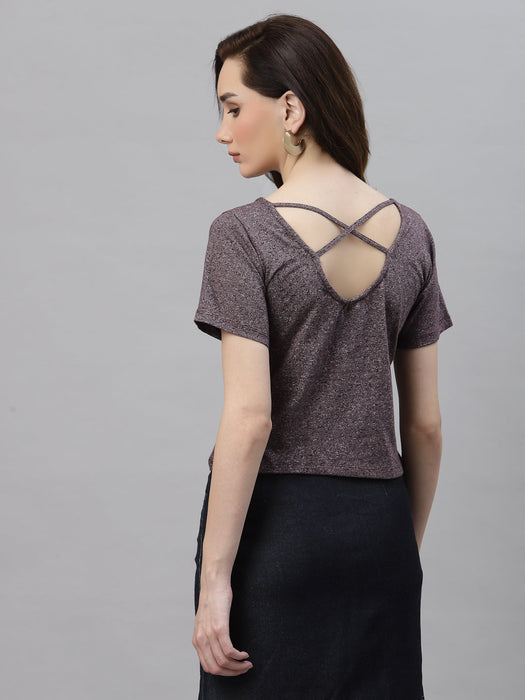 Maroon Women Textured Back Detail Top