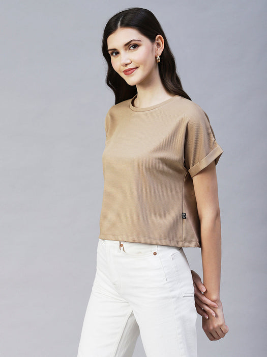 Cap Sleeves Poly Corduroy Crop Top