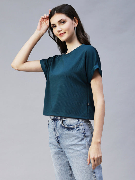 Cap Sleeves Poly Corduroy Crop Top