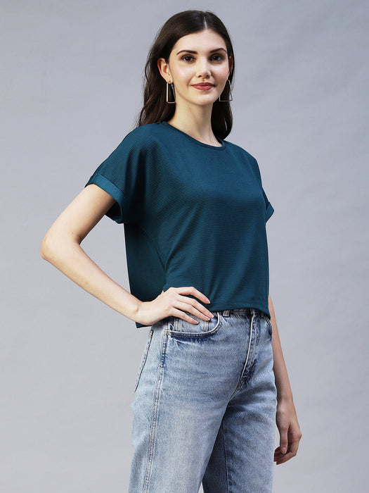 Cap Sleeves Poly Corduroy Crop Top