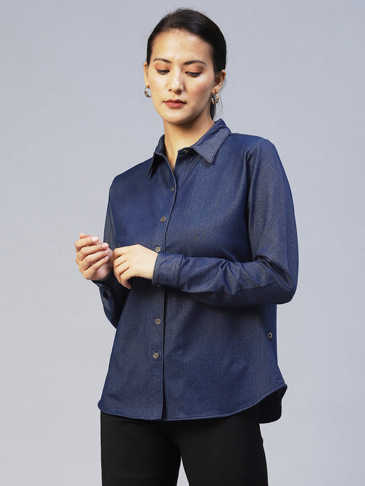 Rigo Women Blue Full Sleeve Denim Shirt