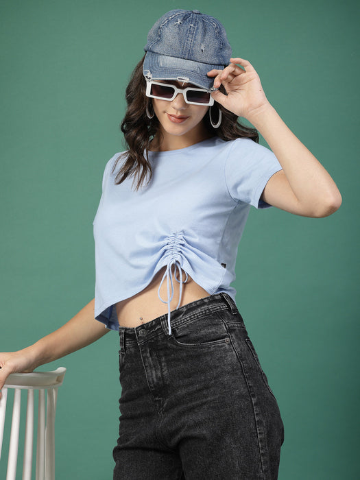 Women Ruched Cotton Jersey Crop Top