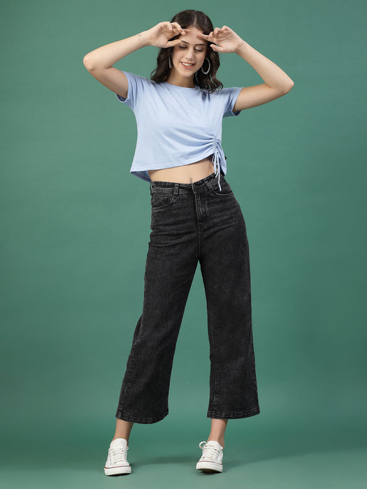 Women Ruched Cotton Jersey Crop Top