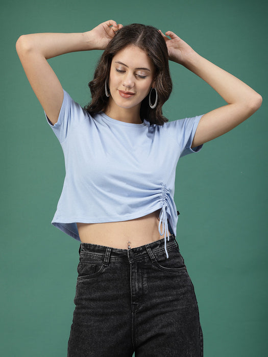 Women Ruched Cotton Jersey Crop Top