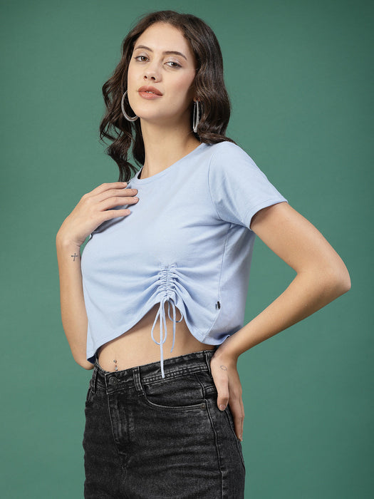 Women Ruched Cotton Jersey Crop Top