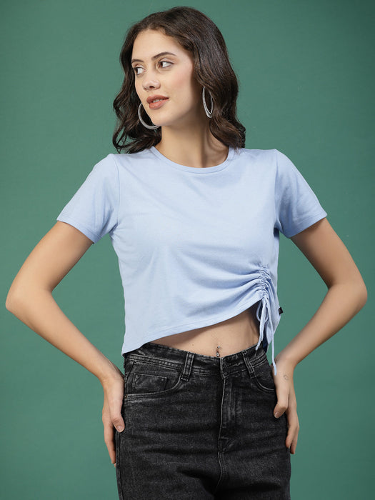 Women Ruched Cotton Jersey Crop Top