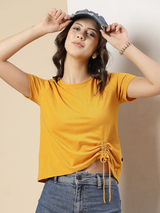 Women Ruched Cotton Jersey Crop Top