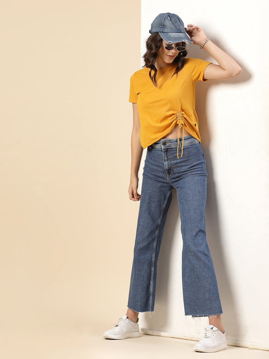 Women Ruched Cotton Jersey Crop Top