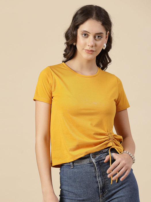 Women Ruched Cotton Jersey Crop Top