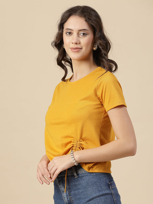 Women Ruched Cotton Jersey Crop Top