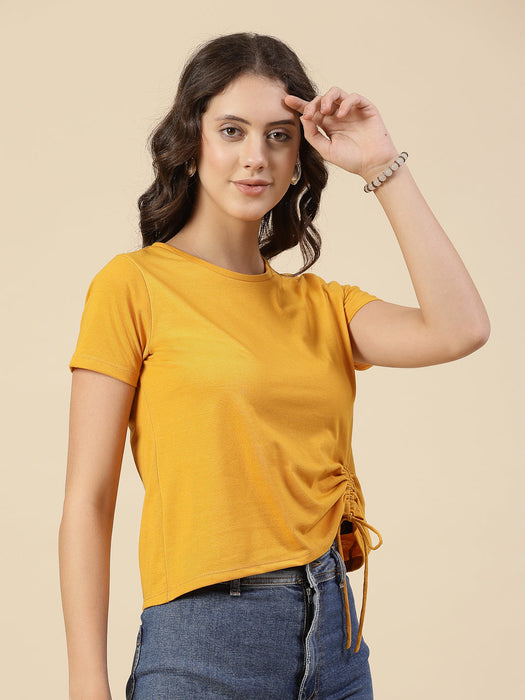 Women Ruched Cotton Jersey Crop Top