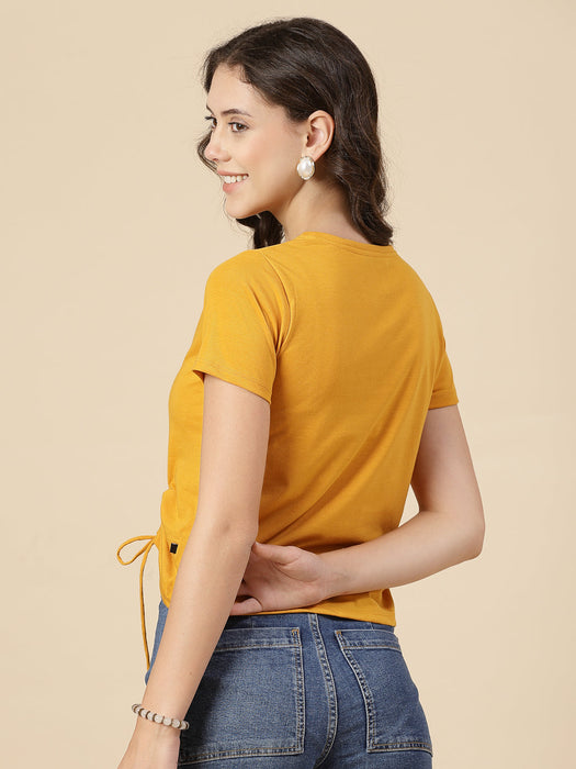 Women Ruched Cotton Jersey Crop Top