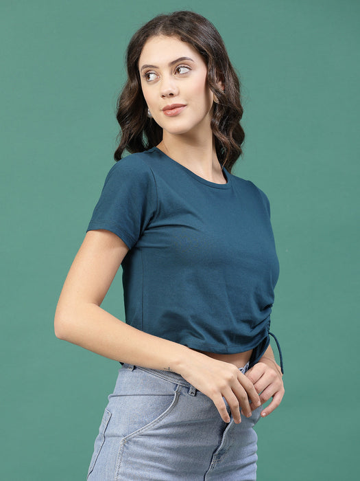 Women Ruched Cotton Jersey Crop Top