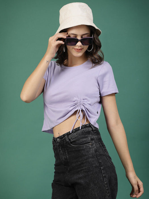 Women Ruched Cotton Jersey Crop Top