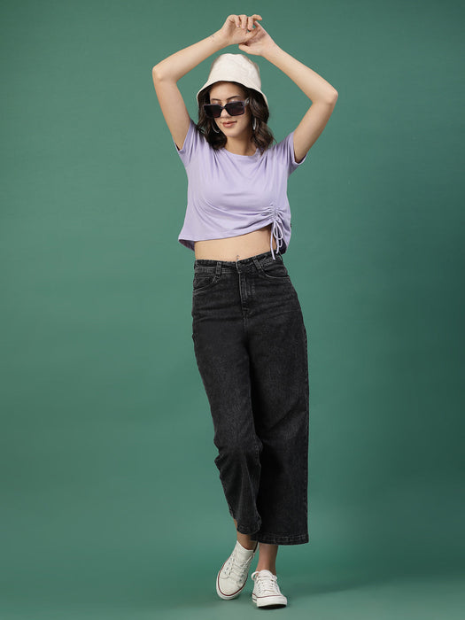 Women Ruched Cotton Jersey Crop Top